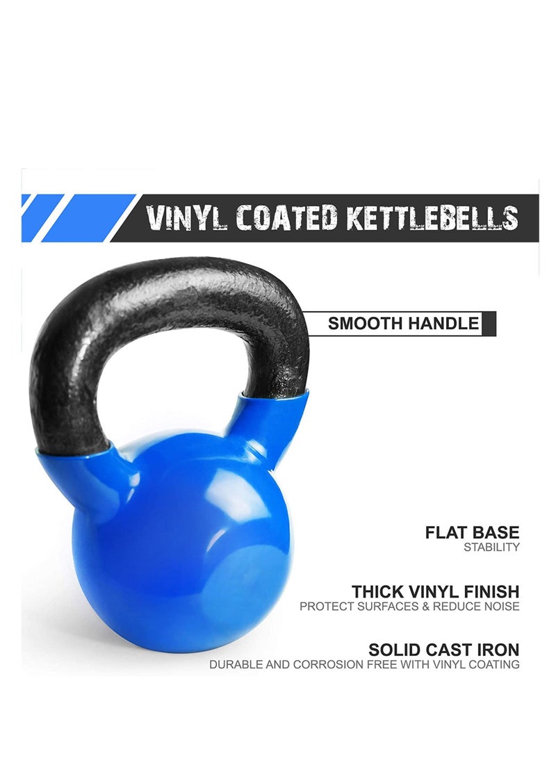 أتش برو أوزان Kettlebell المغلفة بالفينيل | تدريب القوة Kettlebells لرفع الوزن وفقدان الوزن وتمارين الجسم بالكامل | الوزن المتوفر 2-10 كيلو جرام متوفر باللون الأزرق - Image 5