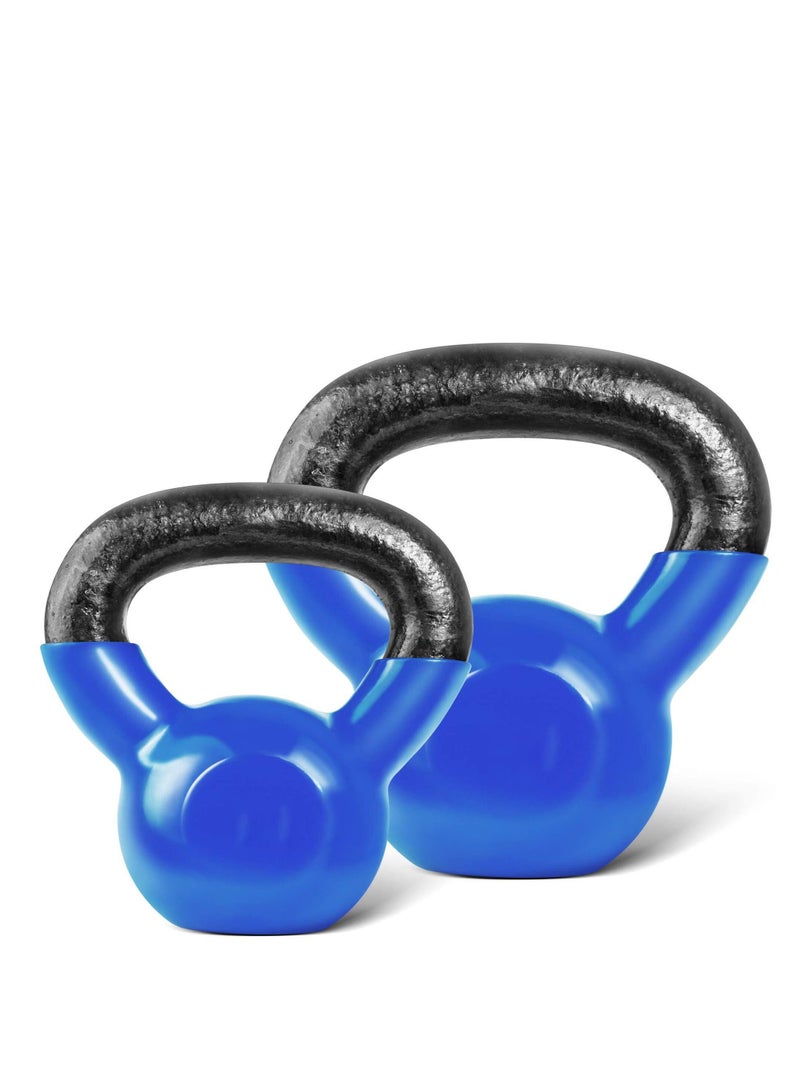أتش برو أوزان Kettlebell المغلفة بالفينيل | تدريب القوة Kettlebells لرفع الوزن وفقدان الوزن وتمارين الجسم بالكامل | الوزن المتوفر 2-10 كيلو جرام متوفر باللون الأزرق - Image 2