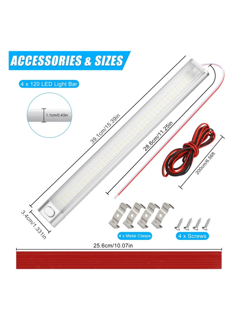 KASTWAVE 2PCS 12V Led Light Strip with 168 LED, 1700LM 10W 12V-85V Led RV Interior Light Bars with Switch, for Enclosed Trailer Cargo Car RV Van Truck Lorry Camper Caravan Boat - Image 5