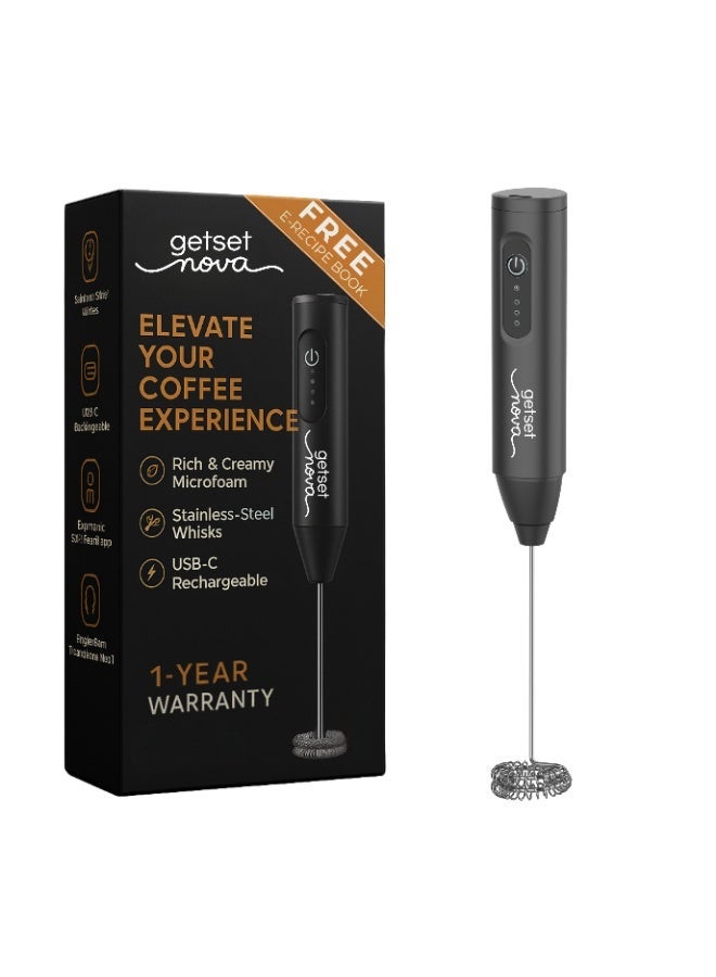 getsetnova Nova Milk Frother Rechargable Coffee Frother Milk & Beater for Cold Latte 2In1 Handheld Blender and Egg Whisker - Image 1