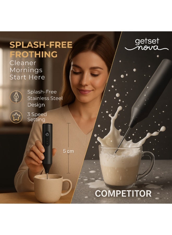 getsetnova Nova Milk Frother Rechargable Coffee Frother Milk & Beater for Cold Latte 2In1 Handheld Blender and Egg Whisker - Image 5