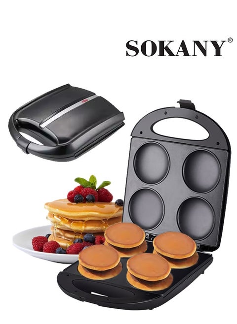 Electric Arepa Maker,Non-Stick 4-Section Multi-Food Maker,Make Delicious Arepas,Pancakes,Corn cakes,Fried eggs& Breakfast Sandwiches,Indicator Lights & Temperature Control,1400W SK-822