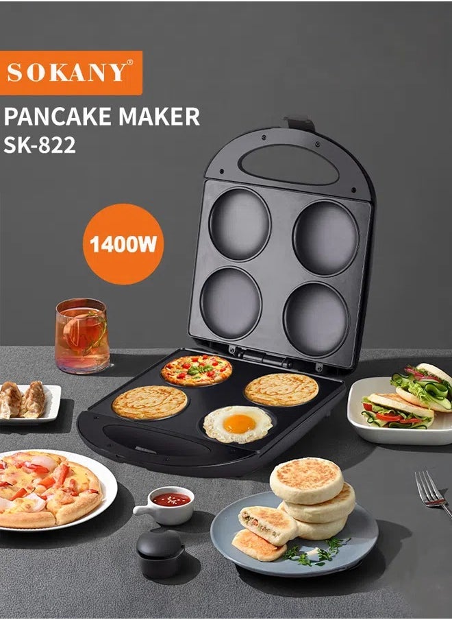 sokany - Arepa Maker - Non-Stick 4-Section Multi-Food Maker,Make Delicious Arepas,Pancakes,Corncakes,Fried eggs,Mini pizza,Double-Sided Heating & Temperature Control,1400W SK-822 - Image 1