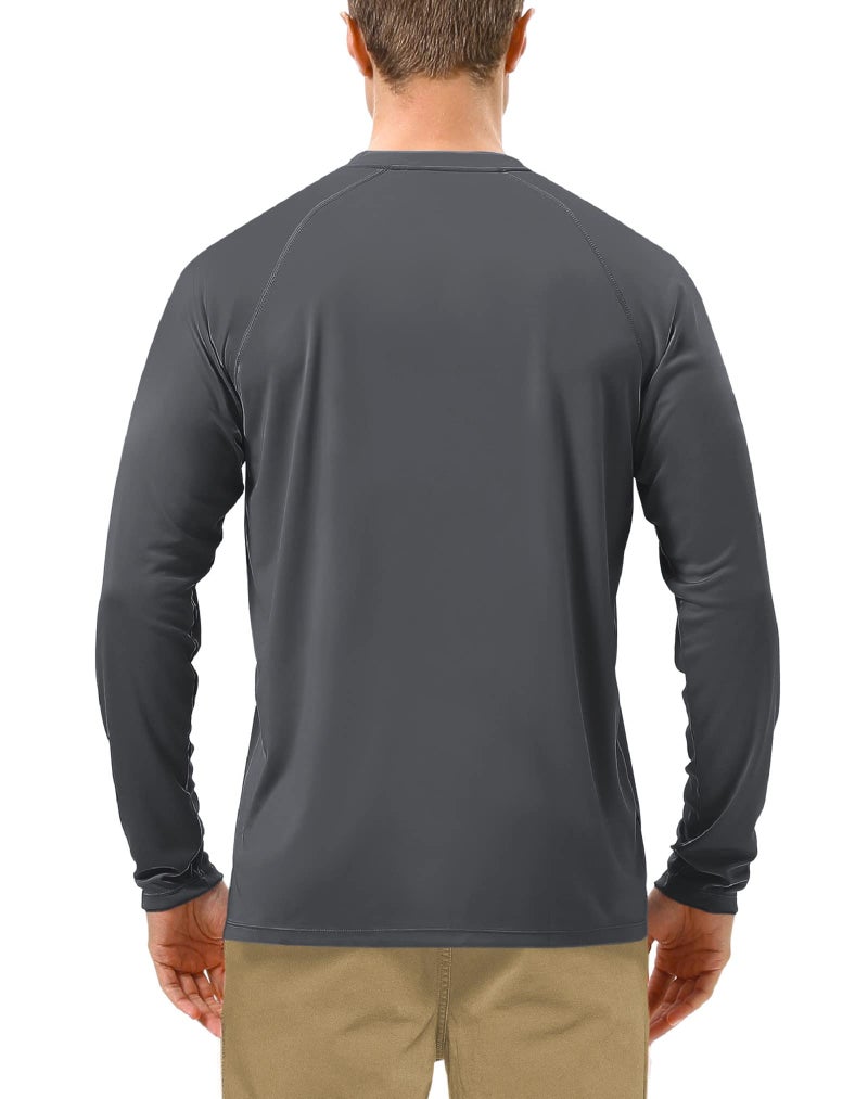 Roadbox Mens UPF 50+ UV Sun Protection Shirts Outdoor Long Sleeve SPF Rash Guard for Fishing Hiking Swimming Running  Dark Gray Medium - Image 2