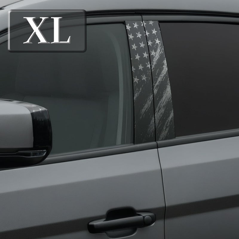 vhemo 2PCS XL B-Pillar Vinyl Wrap Set 12.6"Ã—23.6" (Cut-to-Fit), Waterproof Car B Pillar Sticker Decal, Door Window Pillar Decals, Gloss Vinyl Car Wrap for SUVs Trucks Vans Vehicle (Flag Grayscale) - Image 1
