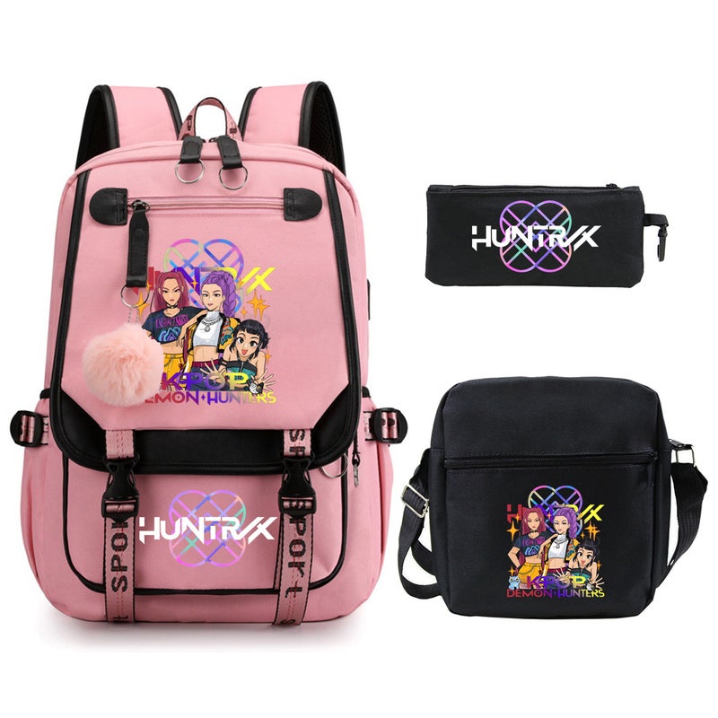 Anime Cartoon Print Korean Style Student Large-Capacity Lightweight Schoolbag Children'S Backpack Pencil Case Three-Piece Set - Image 3