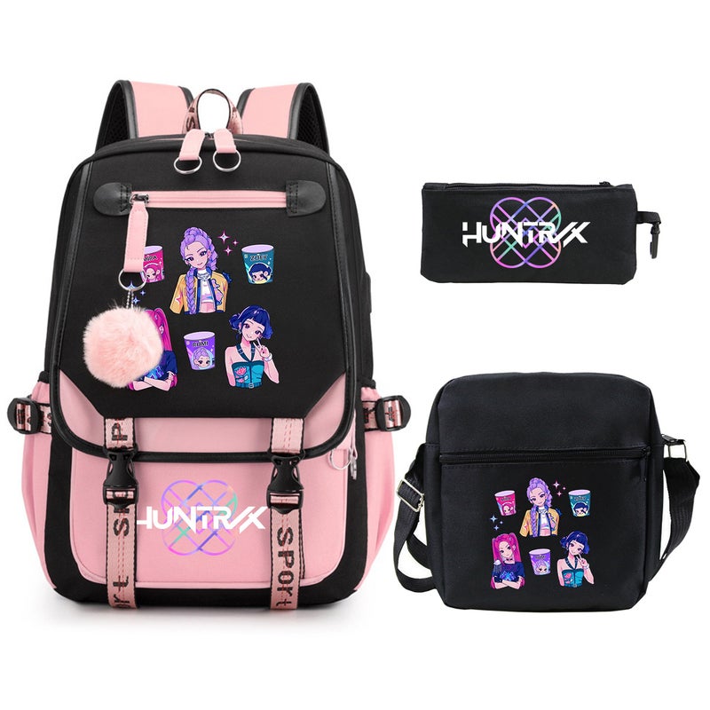 Anime Cartoon Print Korean Style Student Large-Capacity Lightweight Schoolbag Children'S Backpack Pencil Case Three-Piece Set - Image 5