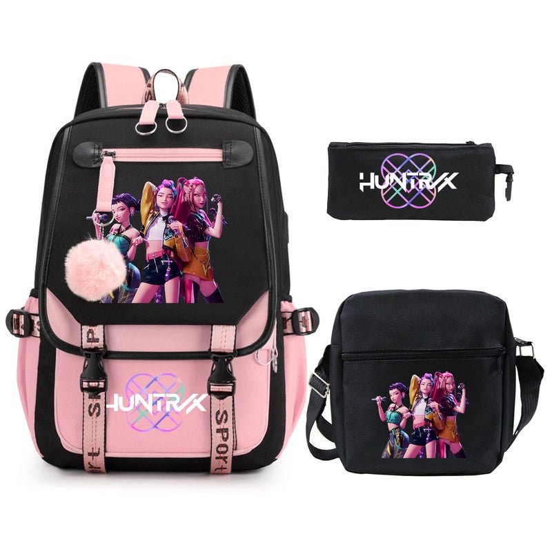 Anime Cartoon Print Korean Style Student Large-Capacity Lightweight Schoolbag Children'S Backpack Pencil Case Three-Piece Set - Image 4