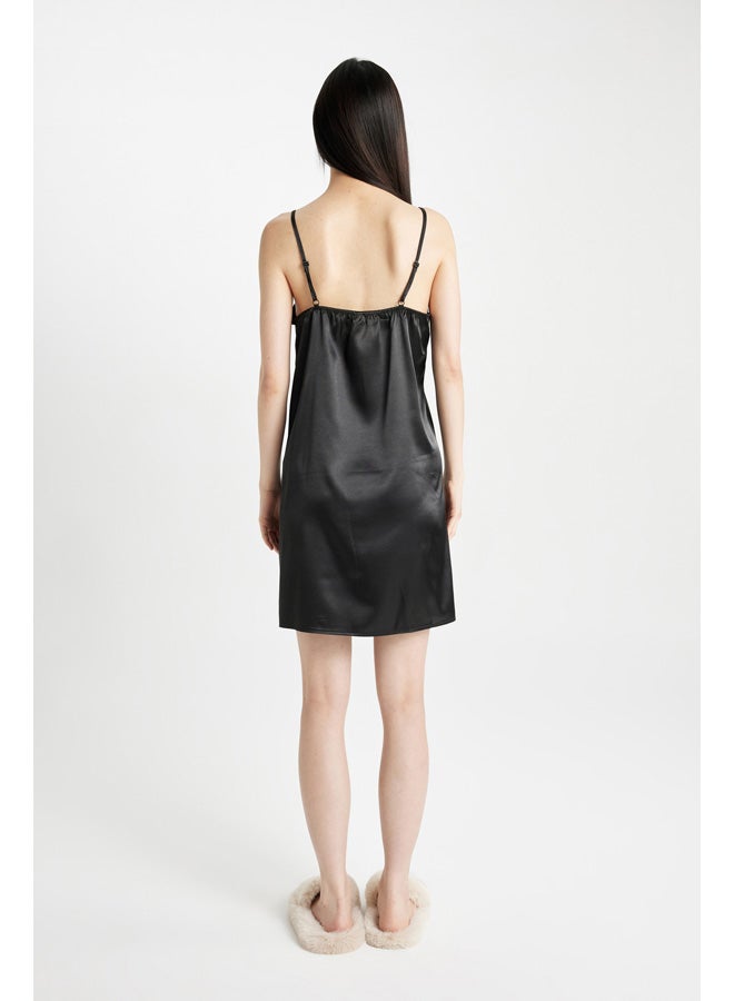 DeFacto Woman Homewear Regular Fit V Neck Strappy Woven Dress  - Image 5