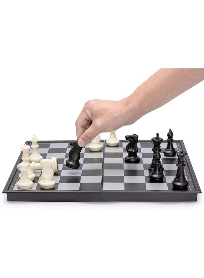 Chess Board, Folding Magnetic Chess Board Game – Black & White Travel Set with Secure Pieces for Kids & Adults, Portable Educational Toy - Image 3