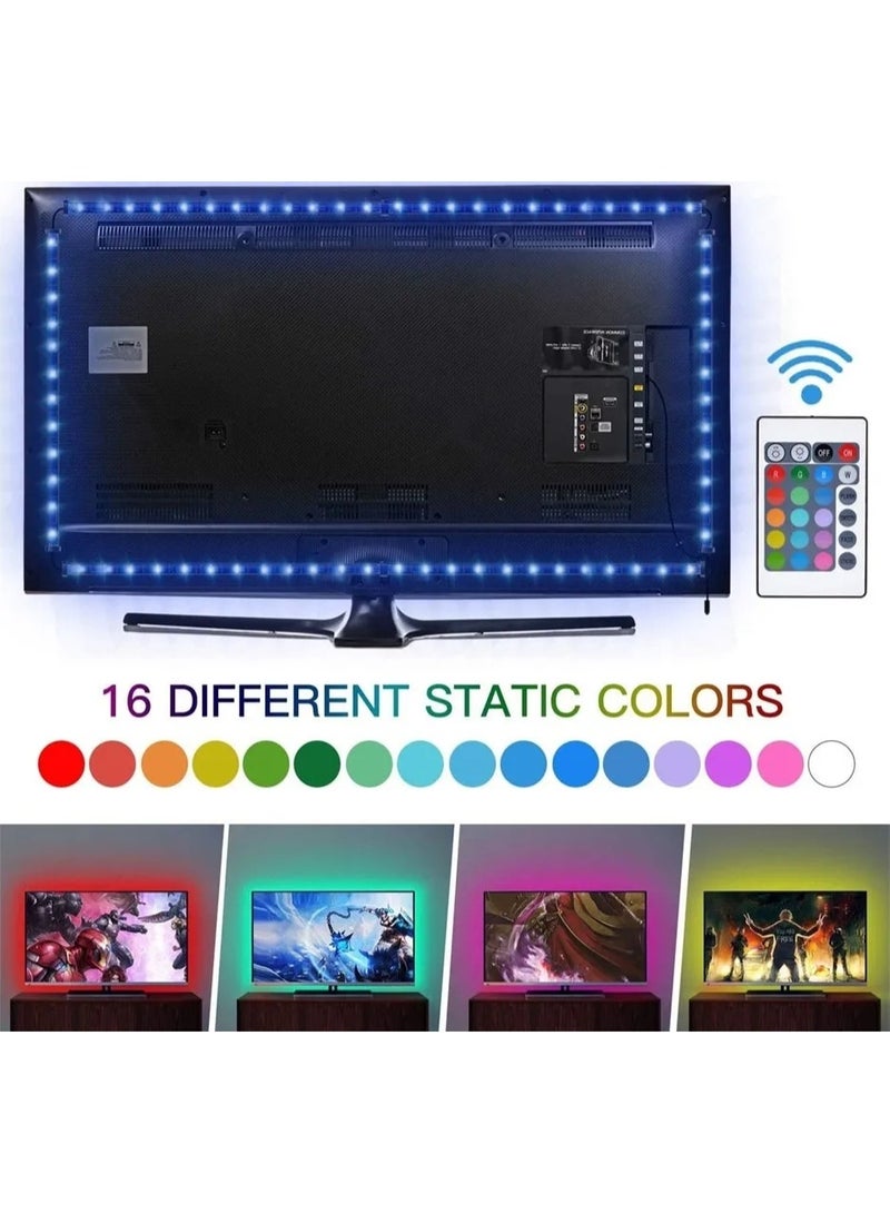 شريط إضاءة LED RGB بطول 5 أمتار لشاشات الألعاب وأجهزة التلفزيون - مجموعة إضاءة خلفية يتم التحكم فيها عن بُعد مع مزامنة الموسيقى وألوان وأوضاع إضاءة قابلة للتعديل - إضاءة مزاجية لإعدادات الكمبيوتر أو المكتب أو غرفة الترفيه - Image 3