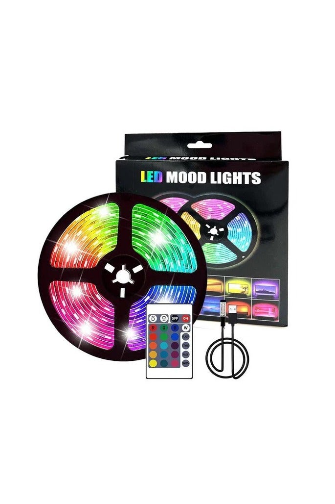 شريط إضاءة LED RGB بطول 5 أمتار لشاشات الألعاب وأجهزة التلفزيون - مجموعة إضاءة خلفية يتم التحكم فيها عن بُعد مع مزامنة الموسيقى وألوان وأوضاع إضاءة قابلة للتعديل - إضاءة مزاجية لإعدادات الكمبيوتر أو المكتب أو غرفة الترفيه - Image 1