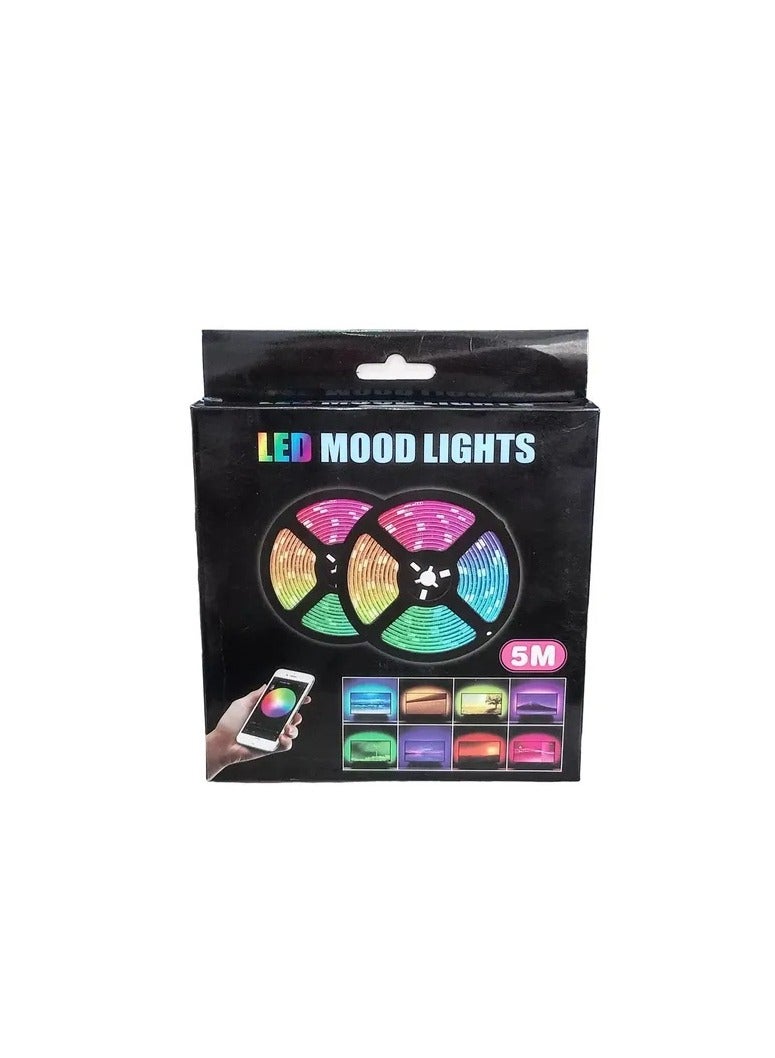 شريط إضاءة LED RGB بطول 5 أمتار لشاشات الألعاب وأجهزة التلفزيون - مجموعة إضاءة خلفية يتم التحكم فيها عن بُعد مع مزامنة الموسيقى وألوان وأوضاع إضاءة قابلة للتعديل - إضاءة مزاجية لإعدادات الكمبيوتر أو المكتب أو غرفة الترفيه - Image 2