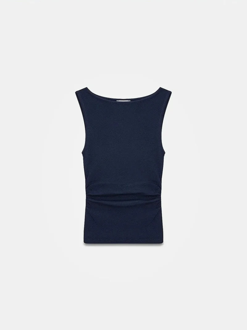 ديلفين DILVIN Sleeveless Boat Neck Jersey Blouse