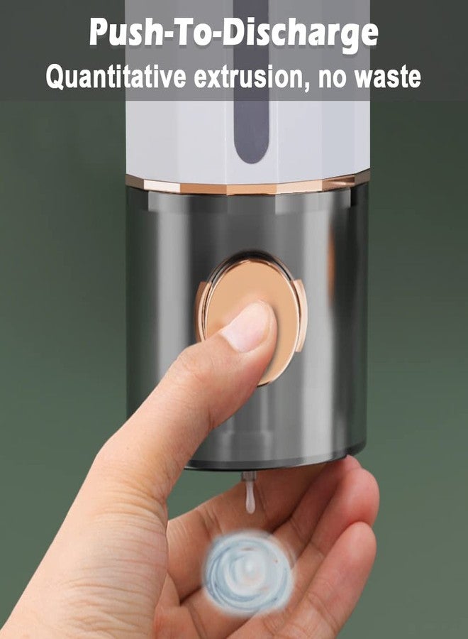 Modixun Liquid Soap Dispenser Wall Mount 450ml/15oz, Luxury Shower Hand Soap Dispenser, Self Adhesive Shampoo Dispenser with 3pcs Adhesives for Bathroom, Kitchen, White - Image 3