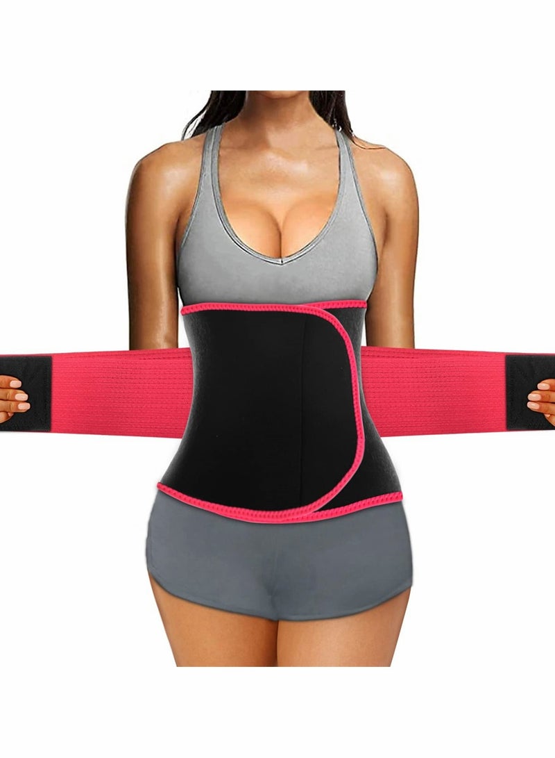 KASTWAVE Waist Trainer Belt for Women, Sport Girdle Belt, Slimming Sauna Waist Trimmer Belly Band Sweat Sports Girdle Belt, Exercise Belt with Adjustable Straps, Slimming Body Shaper Belt (Red, L) - Image 1