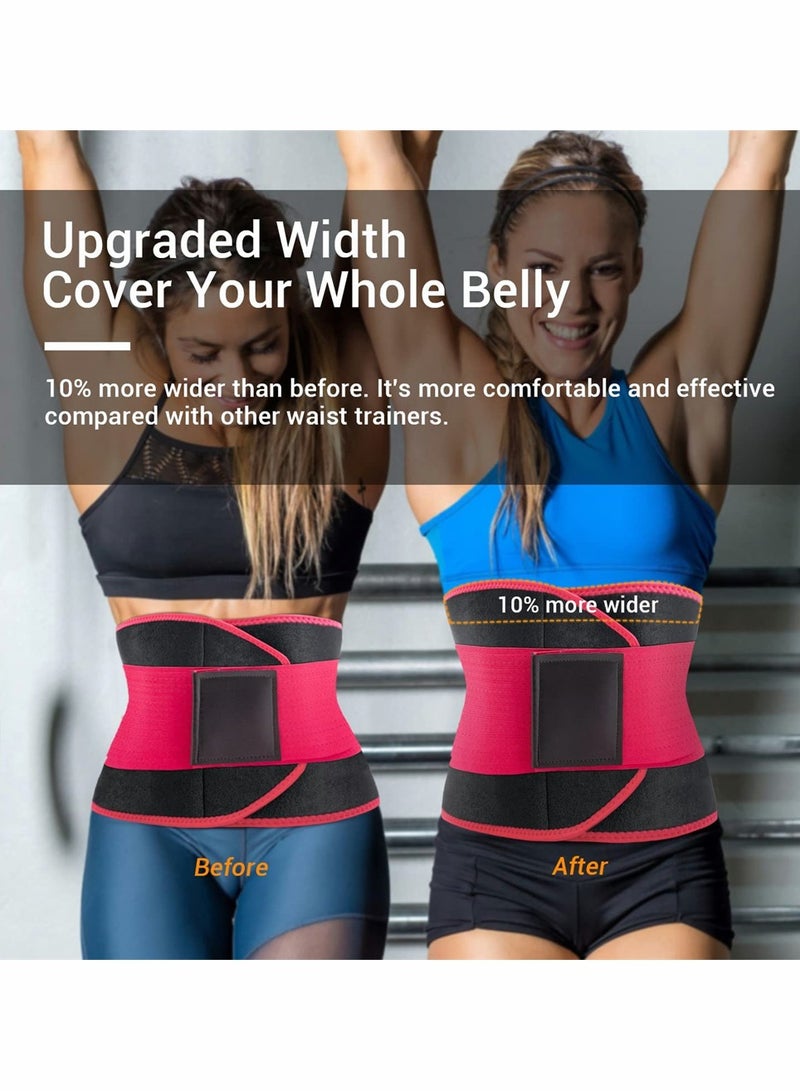KASTWAVE Waist Trainer Belt for Women, Sport Girdle Belt, Slimming Sauna Waist Trimmer Belly Band Sweat Sports Girdle Belt, Exercise Belt with Adjustable Straps, Slimming Body Shaper Belt (Red, L) - Image 3
