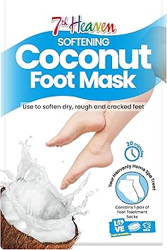 7th Heaven Coconut Foot Mask Socks Softening Moisturising Socks with Shea Butter to Repair Dry Rough Cracked Feet Feet Masks Treatment with Argan Oil - Image 1