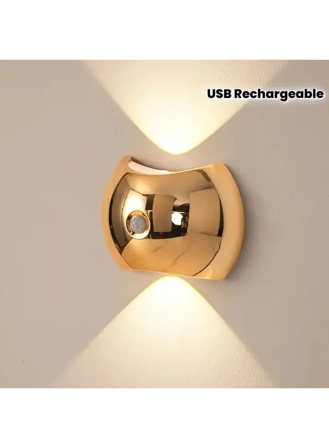 Silver Magnetic Motion Sensing LED Night Light Up Down Dual Light Wireless Wall Mount - Image 1
