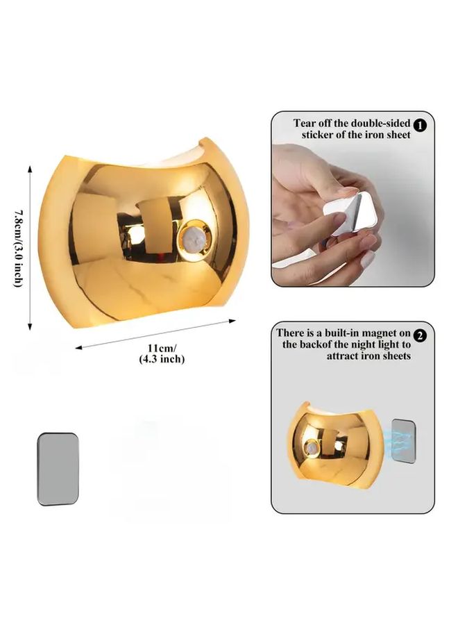 Silver Magnetic Motion Sensing LED Night Light Up Down Dual Light Wireless Wall Mount - Image 3