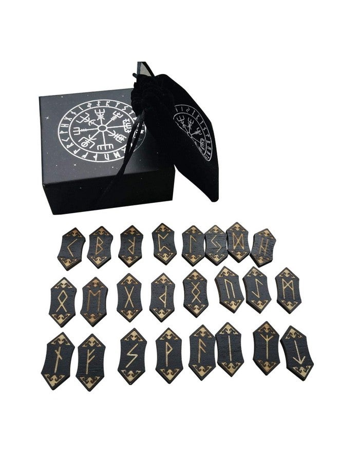 EMVANV Handmade Wooden Rune Divination Game Set, Props Supermarket Board Game Family Nordic Handmade Woodcut Rune Stones Card Set with Dedicated Rune Storage Bag - Image 1