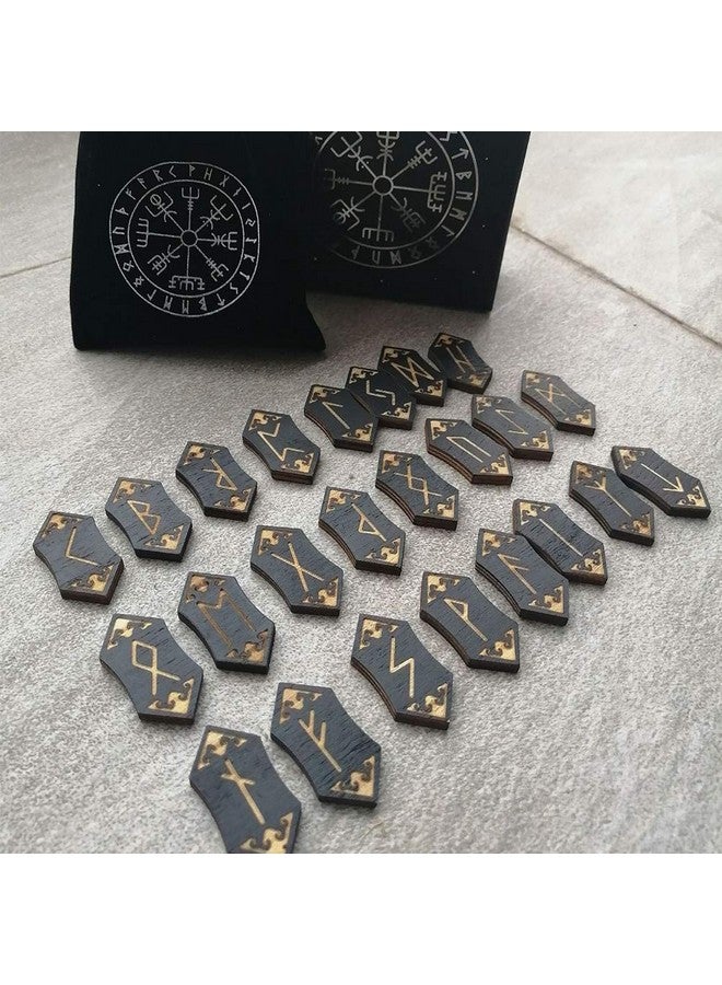 EMVANV Handmade Wooden Rune Divination Game Set, Props Supermarket Board Game Family Nordic Handmade Woodcut Rune Stones Card Set with Dedicated Rune Storage Bag - Image 3