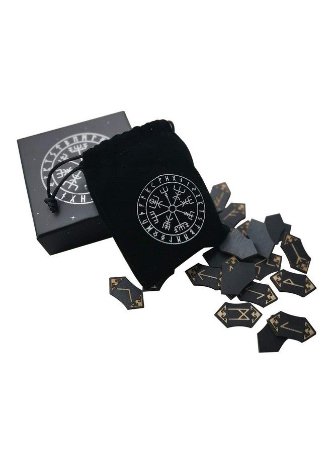 EMVANV Handmade Wooden Rune Divination Game Set, Props Supermarket Board Game Family Nordic Handmade Woodcut Rune Stones Card Set with Dedicated Rune Storage Bag - Image 2