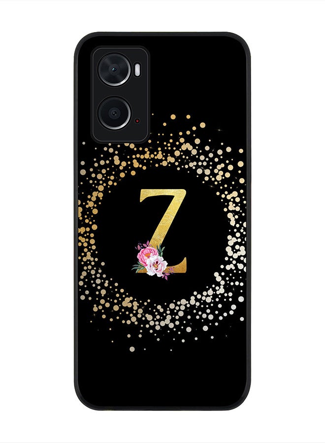 Stylizedd Rugged Black Edge Case for Oppo A96 4G / A36 / A76, Slim fit Rubber Edges  -  Custom Monogram Initial Letter Floral Pattern Alphabet - Z(Black) - Image 1