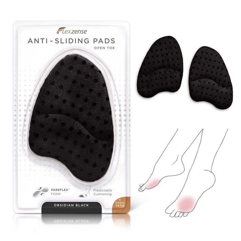 FLEXZENSE Anti-Sliding Pads Open Toe | Maximum Cushioning and Reduce Foot Slip | 1 Pair (Obsidian Black) - Image 1