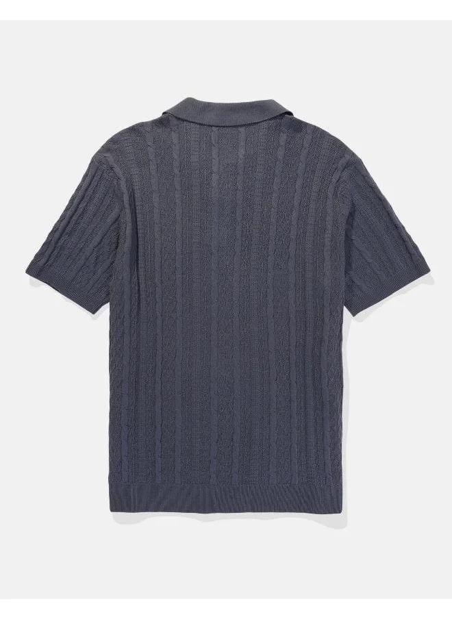 American Eagle Textured Polo Neck Sweater