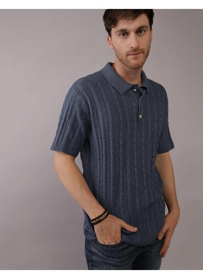 American Eagle - Textured Polo Neck Sweater - Image 1