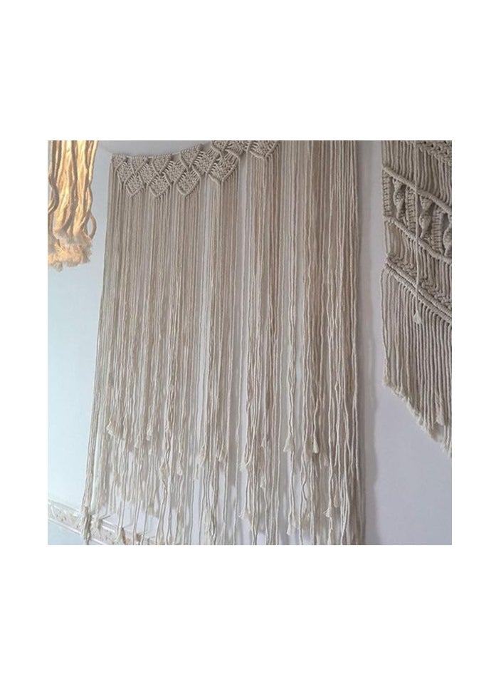 ماركة غير محددة مكرمية للتعليق على الحائط بمقاس 39 بوصة × 43 بوصة (100 × 110 سم)، سجاد جداري منسوج يدويا من القطن وبتصميم بوهيمي ومقاس L لديكور خلفية حفلات الزفاف وغرفة المعيشة والحائط، بيج  - Image 3