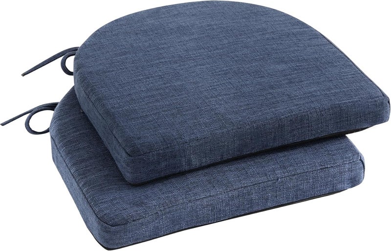 IPYNBAP Chair Cushions for Dining Chairs with Ties and Removable Cover, Dining Kitchen Chair Pads with Non-Slip Bottom, High-Resilience Indoor Seat Cushions, 16'' x 16'' x 2'', Set of 2, Navy - Image 1
