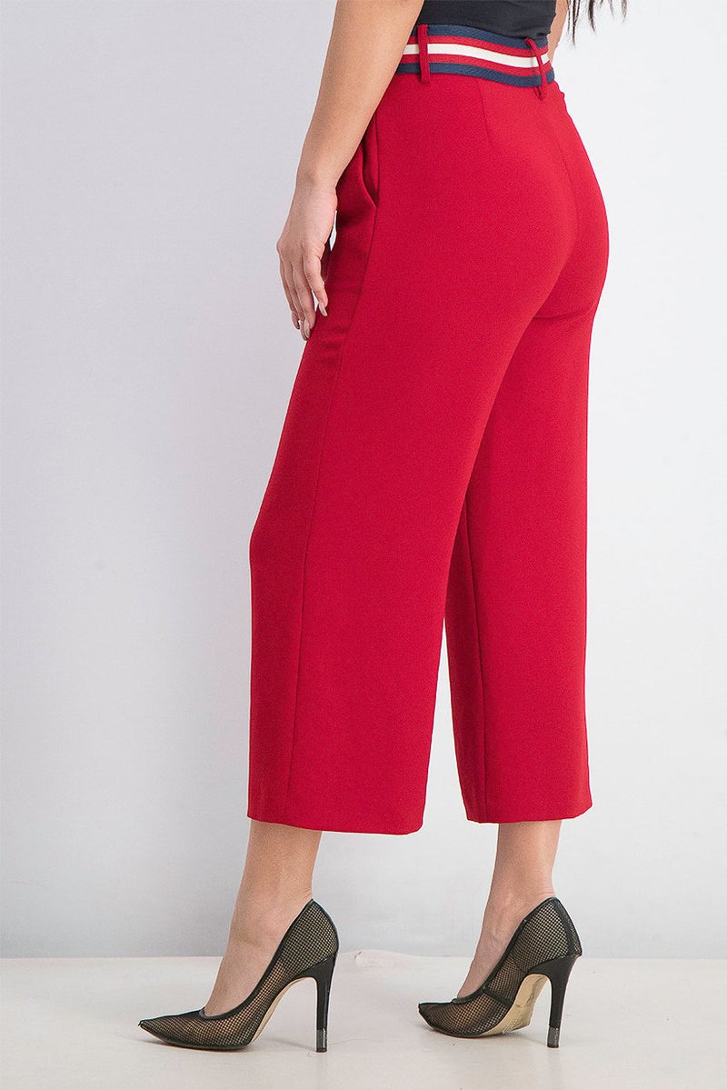 Women Plain Wide Leg Pants, Red