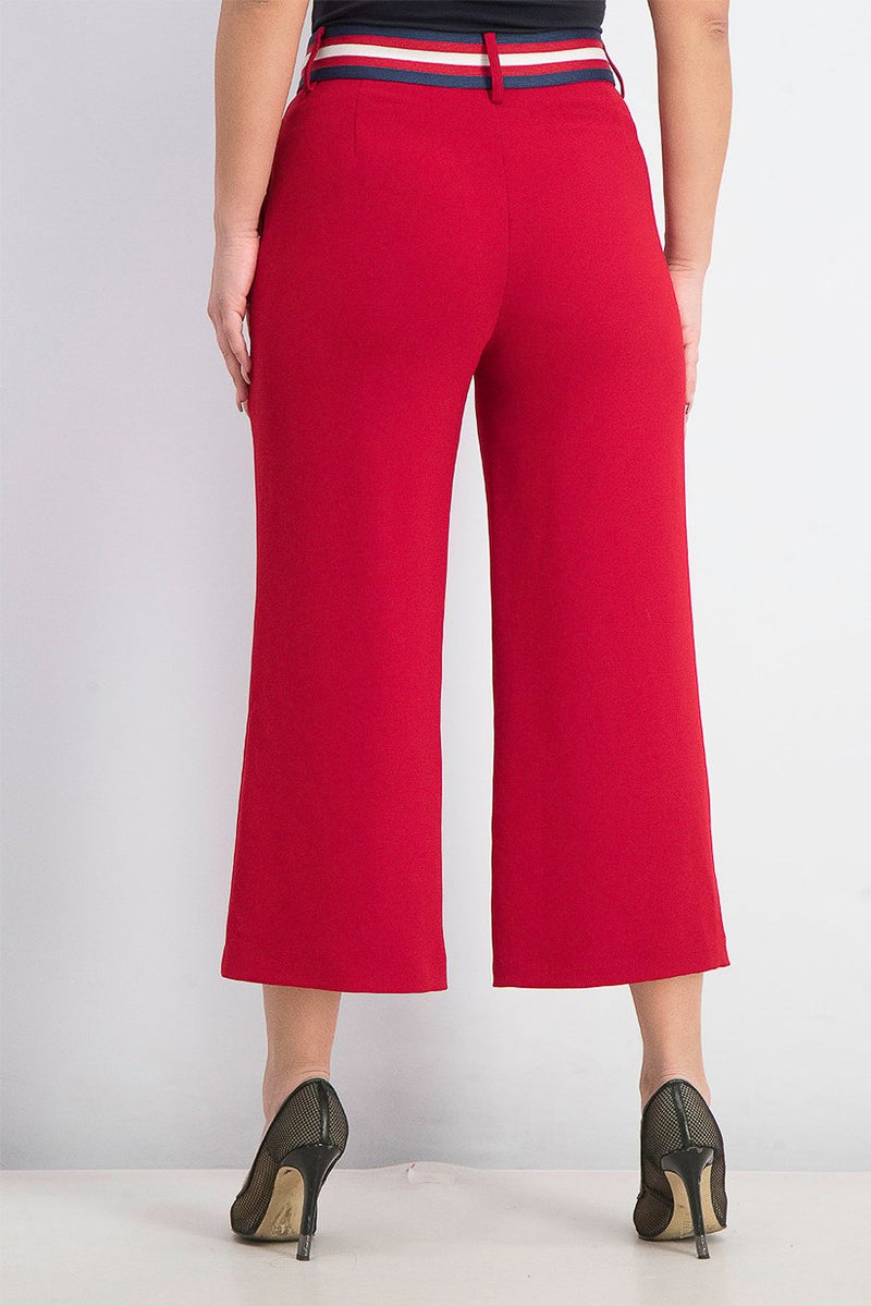 Women Plain Wide Leg Pants, Red