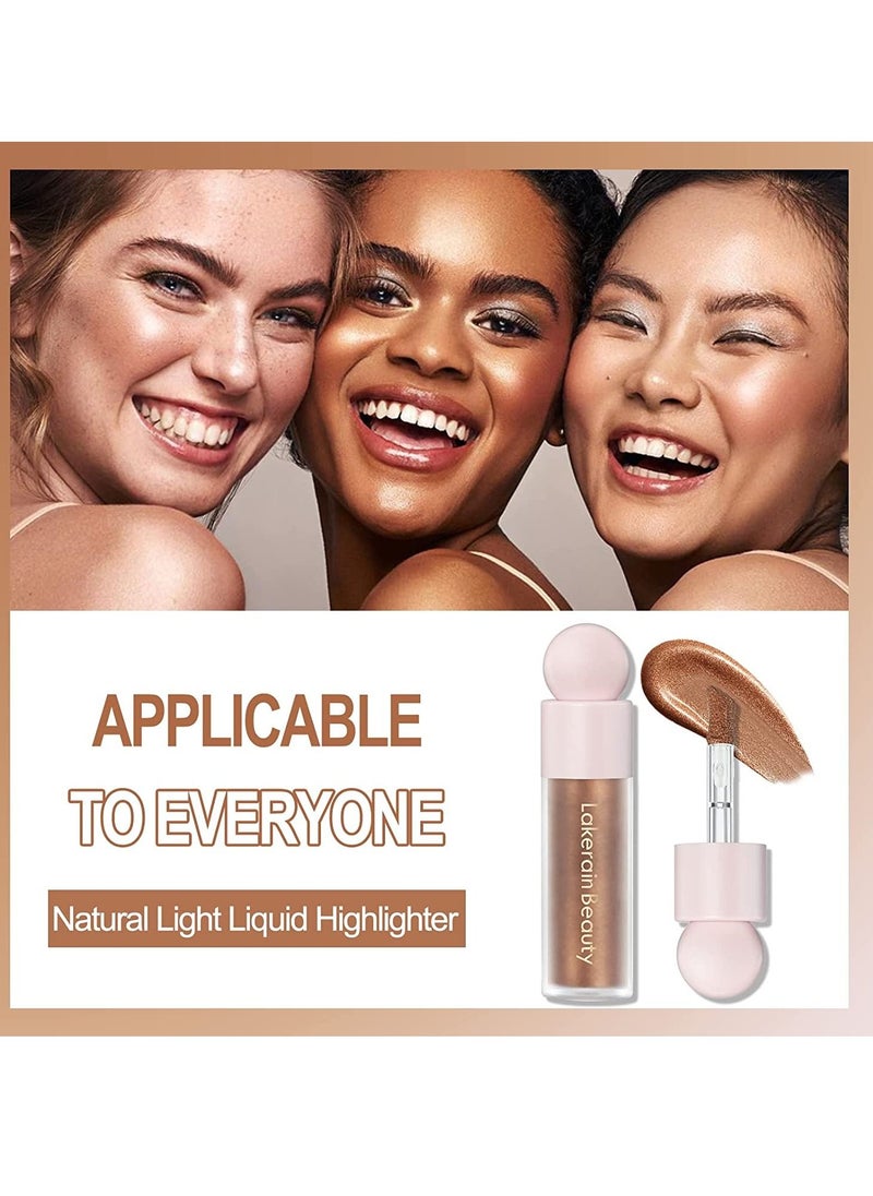 Liquid Highlighter Stick Multi Use Contour Stick Makeup for Face and Body Moisturizing Waterproof Light Liquid Luminizer with Cushion Applicator Natural Looking Face Highlighter Makeup#04