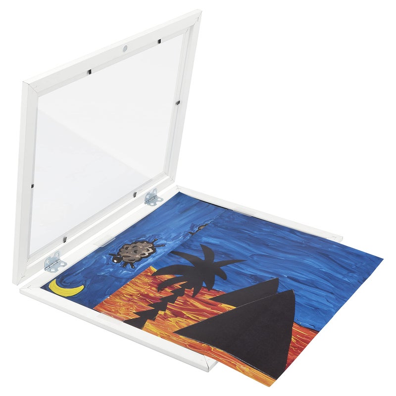 Creative Mark First Impressions Kids Interchangeable Artwork Frame with Storage  2 Pack  Easy to Change Front Opening  Holds Multiple Pieces  WAll or Tabletop Display  White 9 x 12 - Image 4