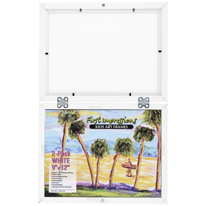 Creative Mark First Impressions Kids Interchangeable Artwork Frame with Storage  2 Pack  Easy to Change Front Opening  Holds Multiple Pieces  WAll or Tabletop Display  White 9 x 12 - Image 2