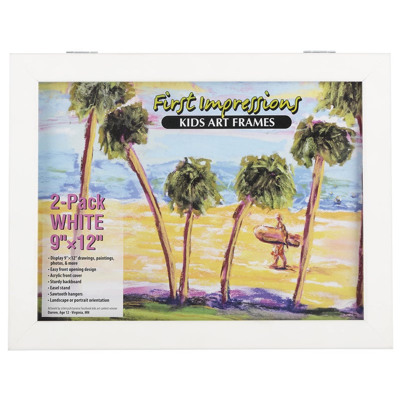 Creative Mark First Impressions Kids Interchangeable Artwork Frame with Storage  2 Pack  Easy to Change Front Opening  Holds Multiple Pieces  WAll or Tabletop Display  White 9 x 12 - Image 1