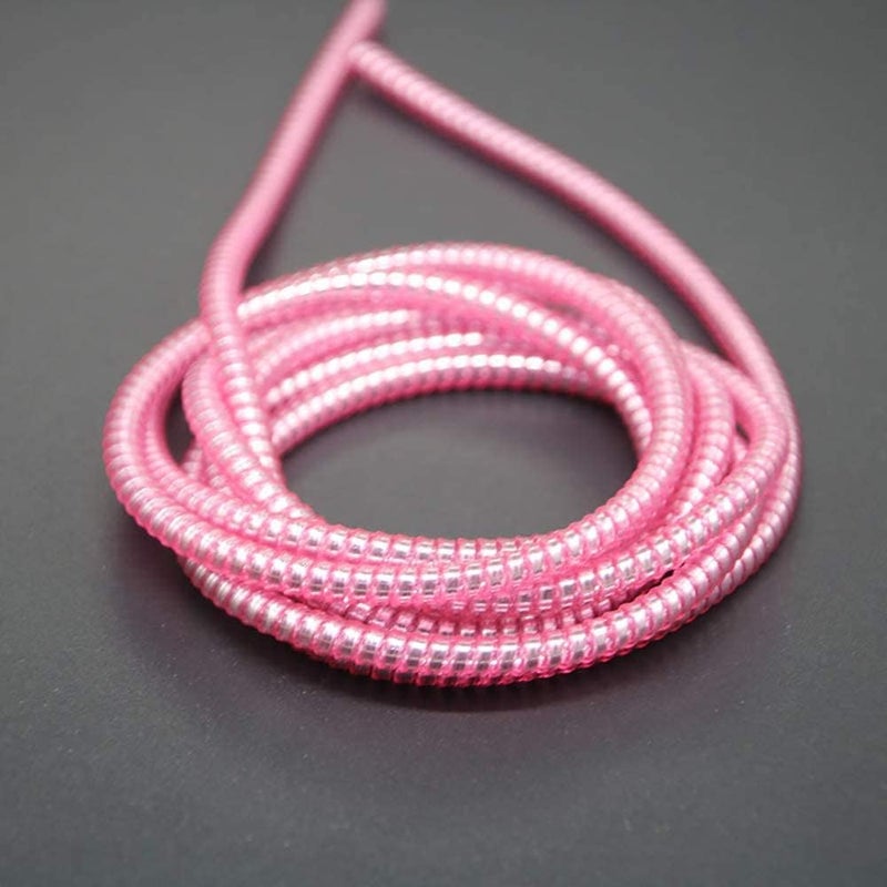 Redclip Metallic Finish Cable Spiral Protector/Wire Repair/Pet Cord Protector/Headphone Saver, 1.5 Meters (2 Pcs), Cable Wrap/Cover for Mac Charging Cable, USB Tube, Earphone (Pink) - Image 2