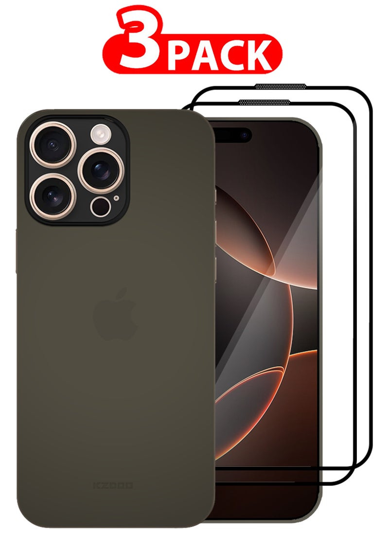 KZDOO ( for iPhone 16 Pro ) 3 Pack, 1 Case Cover and 2 Screen Protectors Air Skin Series Back Cover Sturdy Durable Thin Case Drop Protection Cover  - Image 1
