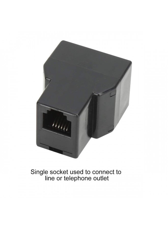 Uvital موصلات خط الهاتف Uvital RJ12 6P6C 1 أنثى إلى 2 أنثى، موصل وفاصل كابل الهاتف الأرضي (أسود، عبوة 2)  - Image 2