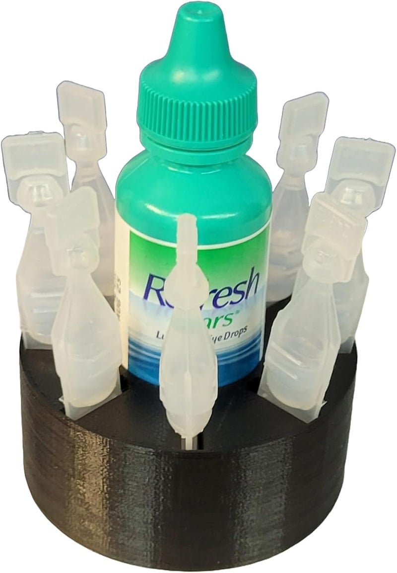 Znet3D Eye Drops Holder - Organizes 8 Single-use Disposable Vials & 1 Eye Drop Bottle - Keep everything together (Black) - Image 1