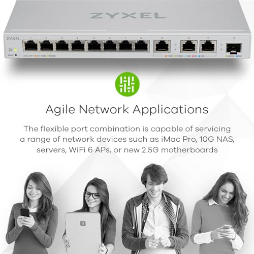 Zyxel 12 Port Web Managed Multi Gigabit Ethernet Switch|3 Port 10G/2.5G and 1 Port 10G SFP+|Plug and Play|Metal Shielded Port|Desktop/Wall Mount|Support QoS,Vlan,IGMP,Link Aggregation (XGS1250-12) - Image 4