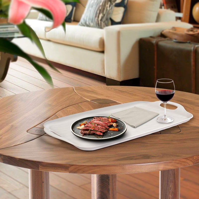 TP Large Serving Trays with Handles, 19" x 12" Melamine Serving Platters for Food, Turkey, Set of 2 Rectangular Trays for Party, Pure White - Image 4