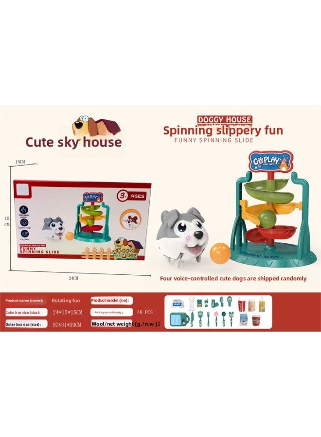 Kidsren's Cartoon Pet Dog Voice-activated Sensor Crawling Dog Artificial Electric Pet Toy Play House Gift Batch-Color:0252766 Spin Slide Music (voice Controlled Induction Dog) [color Box]  - Image 1
