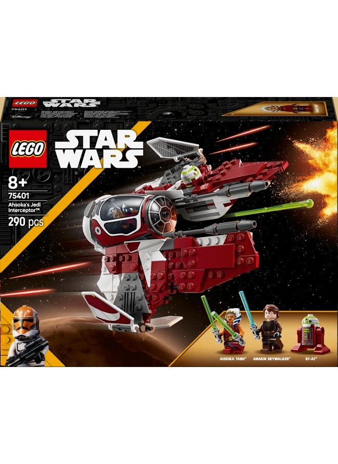 LEGO - Star Wars 75401 Ahsoka’s Jedi Interceptor Building Toy Features 2 Minifigures with Lightsabers Incl. Anakin Skywalker, plus an R7-A7 Droid Figure for The Clone Wars Fans, 8+ Year Old Boys & Girls (290 pieces) - Image 1