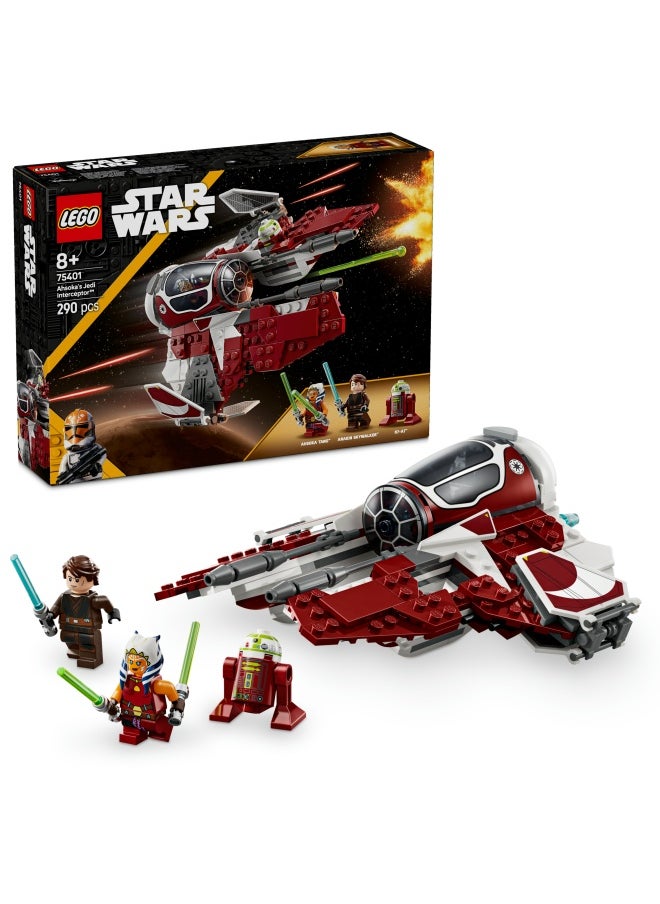 LEGO - Star Wars 75401 Ahsoka’s Jedi Interceptor Building Toy Features 2 Minifigures with Lightsabers Incl. Anakin Skywalker, plus an R7-A7 Droid Figure for The Clone Wars Fans, 8+ Year Old Boys & Girls (290 pieces) - Image 1