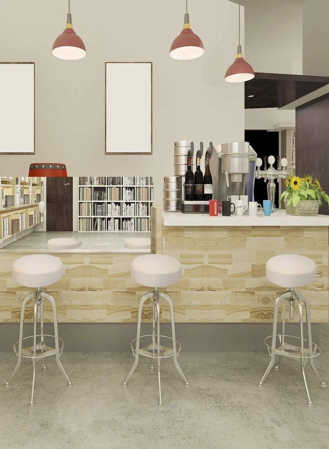 BUYUE 4 pcs Bar Stool Covers Dia.14”-16“, Luxury Crease-Resistant Jacquard Fabric Stretch Washable Vanity Stool Slipcovers, (Round, 4 Counts, Beige) - Image 5