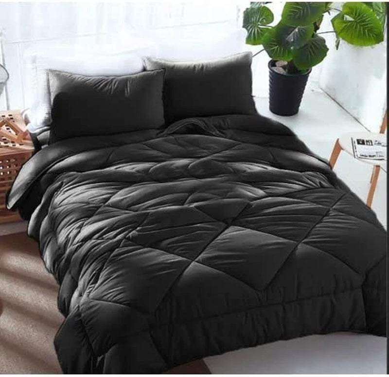 LINE ASLEP Winter Fiber Quilt, 180 * 225 cm, Black, Cotton Blend & Polyester, Geometric Pattern, 5 cm Thick, Water Resistant, Modern Abstract Theme, Superior Warmth, Home Decor, Indoor Lounging
